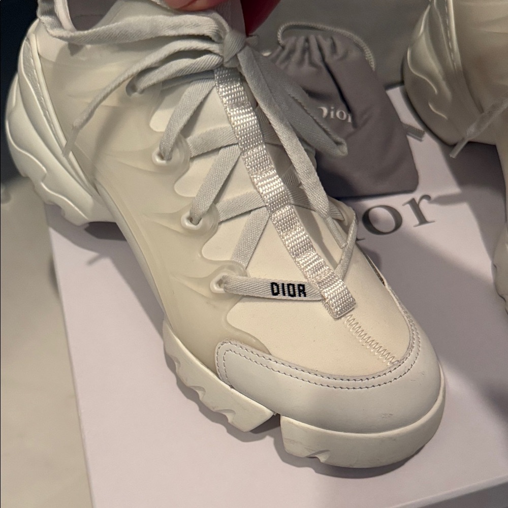 Dior Cream Lace-Up Chunky Sneakers - Picture 6 of 10